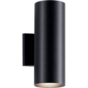 Kichler Cylinders 12" Outdoor Wall Sconce in Black, 2-Light Exterior Wall Light,